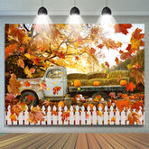 Lofaris Falling Maple Leaf On The Truck Pumpkin Full Backdrop